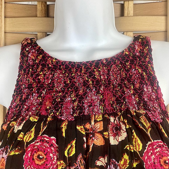 FREE PEOPLE Embroidered Tiered Floral Baby Doll Full Circle Open Back Mini Dress - Picture 6 of 7